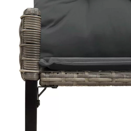  Kerti pad párnával Szürke 118 x 55 x 82 cm PE rattan és szövet