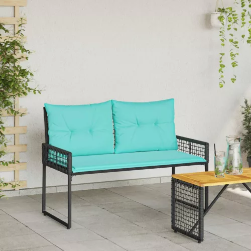  Kerti pad Fekete és Türkiz 118 x 55 x 82 cm PE rattan és szövet