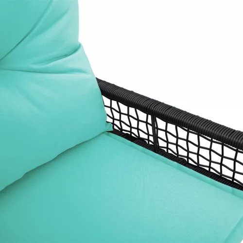  Kerti pad Fekete és Türkiz 118 x 55 x 82 cm PE rattan és szövet