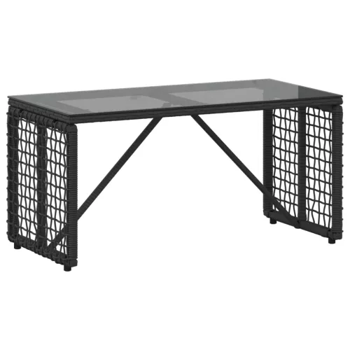  Kültéri Asztal Fekete 80 x 40 x 40 cm PE Rattan és Üveg