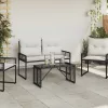  Kültéri Asztal Fekete 80 x 40 x 40 cm PE Rattan és Üveg