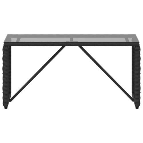  Kültéri Asztal Fekete 80 x 40 x 40 cm PE Rattan és Üveg