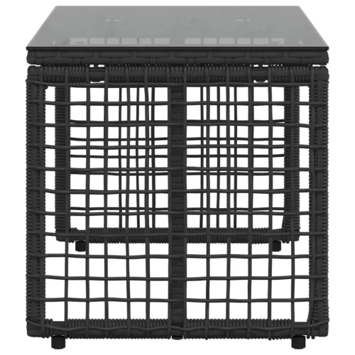 Kültéri Asztal Fekete 80 x 40 x 40 cm PE Rattan és Üveg
