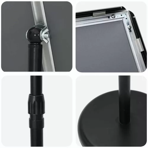  Kiállító Állvány Fekete 25 x 25 x 125 cm Alumínium