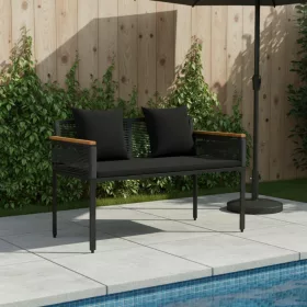  Kerti pad párnával Fekete 117 x 54 x 74.5 cm polirattan