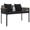  Kerti pad párnával Fekete 117 x 54 x 74.5 cm polirattan