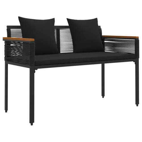  Kerti pad párnával Fekete 117 x 54 x 74.5 cm polirattan