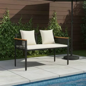    Kerti pad Fekete és krémfehér 117 x 54 x 74.5 cm polirattan