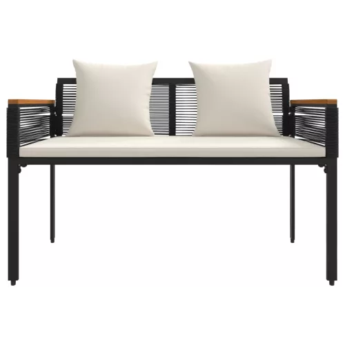 Kerti pad Fekete és krémfehér 117 x 54 x 74.5 cm polirattan