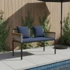  Kerti pad Szürke és sötétkék 117 x 54 x 74.5 cm polirattan