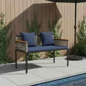    Kerti pad Szürke és sötétkék 117 x 54 x 74.5 cm polirattan