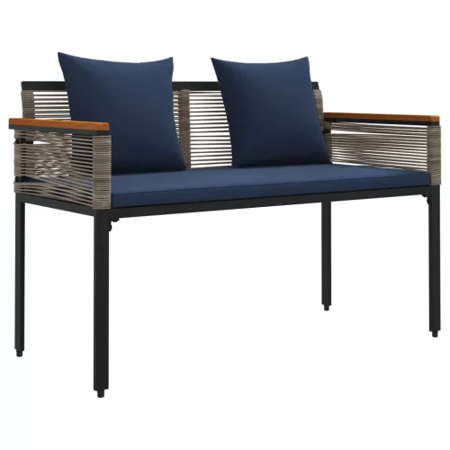  Kerti pad Szürke és sötétkék 117 x 54 x 74.5 cm polirattan