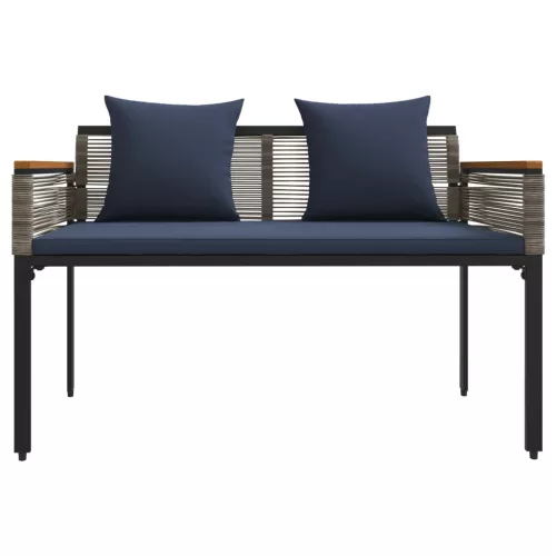  Kerti pad Szürke és sötétkék 117 x 54 x 74.5 cm polirattan