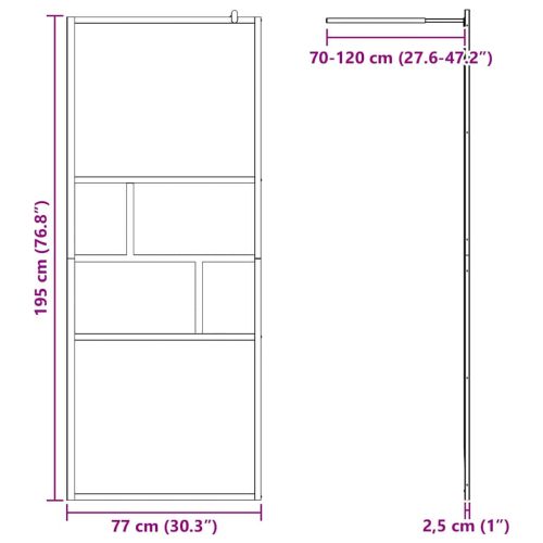 Walk-in zuhanyfal Fekete 80 x 195 x 0.5 cm Üveg és Alumínium