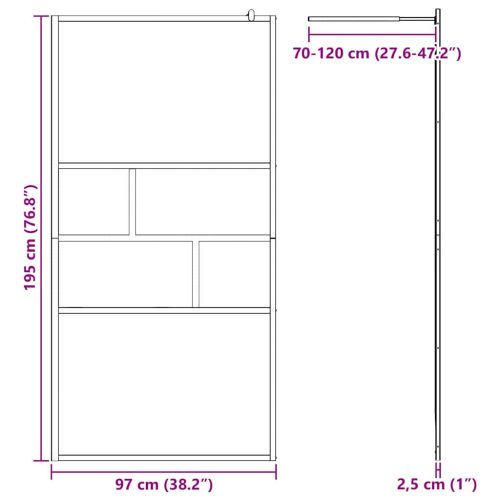  Walk-in zuhanyfal Fekete 80 x 195 x 0.5 cm Üveg és Alumínium