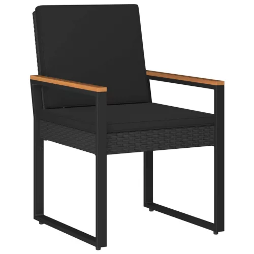  Kültéri Bútor Szett párnával 3 pcs Fekete polirattan