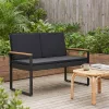  Kerti pad párnával Fekete 107 x 61 x 80 cm polirattan