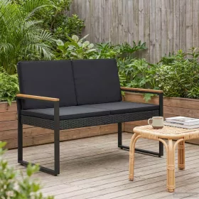  Kerti pad párnával Fekete 107 x 61 x 80 cm polirattan