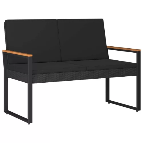  Kerti pad párnával Fekete 107 x 61 x 80 cm polirattan