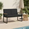  Kerti pad párnával Fekete 107 x 61 x 80 cm polirattan