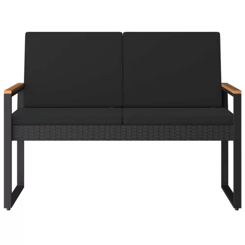  Kerti pad párnával Fekete 107 x 61 x 80 cm polirattan