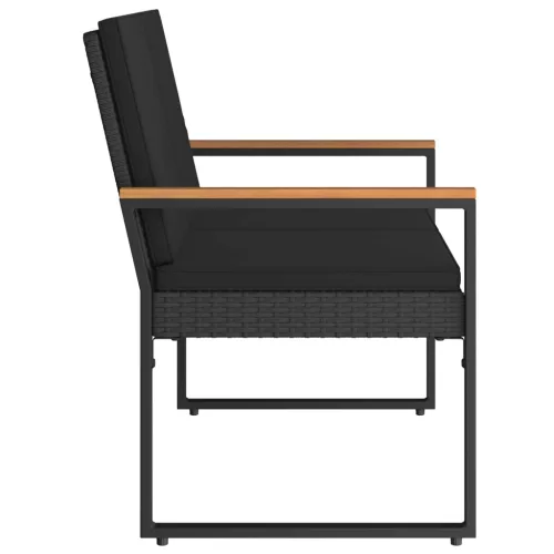  Kerti pad párnával Fekete 107 x 61 x 80 cm polirattan