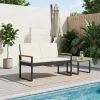  Kerti pad Fekete és krémfehér 107 x 61 x 80 cm polirattan