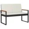  Kerti pad Fekete és krémfehér 107 x 61 x 80 cm polirattan