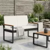  Kerti pad Fekete és krémfehér 107 x 61 x 80 cm polirattan