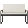  Kerti pad Fekete és krémfehér 107 x 61 x 80 cm polirattan