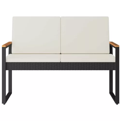  Kerti pad Fekete és krémfehér 107 x 61 x 80 cm polirattan