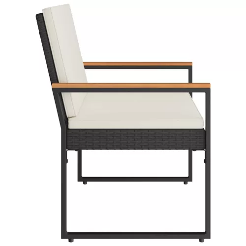  Kerti pad Fekete és krémfehér 107 x 61 x 80 cm polirattan