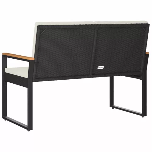  Kerti pad Fekete és krémfehér 107 x 61 x 80 cm polirattan