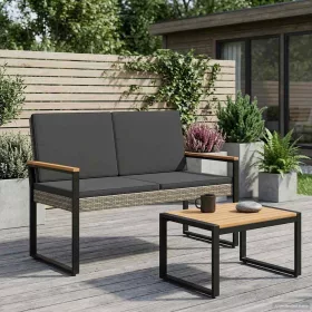    Kerti pad Szürke és sötétszürke 107 x 61 x 80 cm polirattan