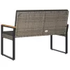  Kerti pad Szürke és sötétszürke 107 x 61 x 80 cm polirattan