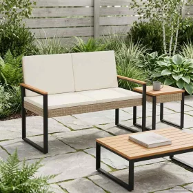    Kerti pad Beige és Krémszínű 107 x 61 x 80 cm polirattan