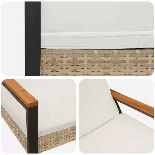  Kerti pad Beige és Krémszínű 107 x 61 x 80 cm polirattan