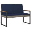  Kerti pad Szürke és sötétkék 107 x 61 x 80 cm polirattan