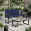  Kerti pad Szürke és sötétkék 107 x 61 x 80 cm polirattan