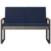  Kerti pad Szürke és sötétkék 107 x 61 x 80 cm polirattan