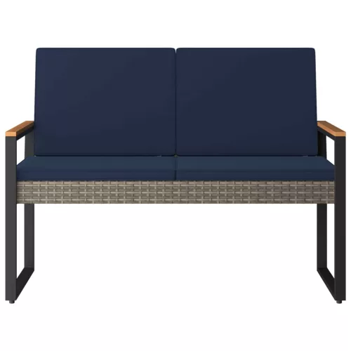  Kerti pad Szürke és sötétkék 107 x 61 x 80 cm polirattan