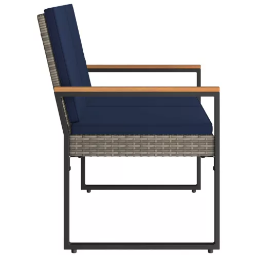  Kerti pad Szürke és sötétkék 107 x 61 x 80 cm polirattan