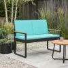  Kerti pad párnával Fekete és Türkiz 107 x 61 x 80 cm polirattan