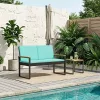  Kerti pad párnával Fekete és Türkiz 107 x 61 x 80 cm polirattan