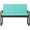  Kerti pad párnával Fekete és Türkiz 107 x 61 x 80 cm polirattan