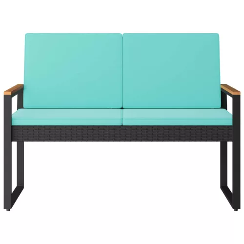  Kerti pad párnával Fekete és Türkiz 107 x 61 x 80 cm polirattan