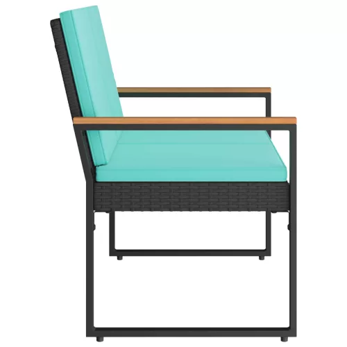  Kerti pad párnával Fekete és Türkiz 107 x 61 x 80 cm polirattan