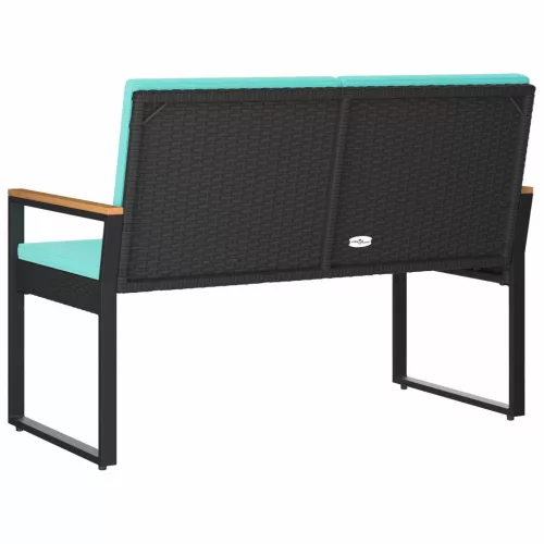  Kerti pad párnával Fekete és Türkiz 107 x 61 x 80 cm polirattan