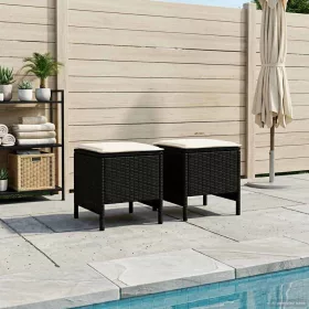    Kerti lábtartó 2 Darab Fekete és Krém 38 x 38 x 45 cm PE Rattan