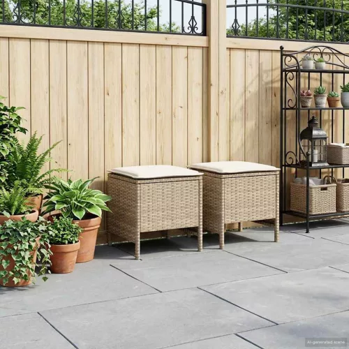  Kerti lábtartó 2 Darab Beige és krém 38 x 38 x 45 cm PE Rattan